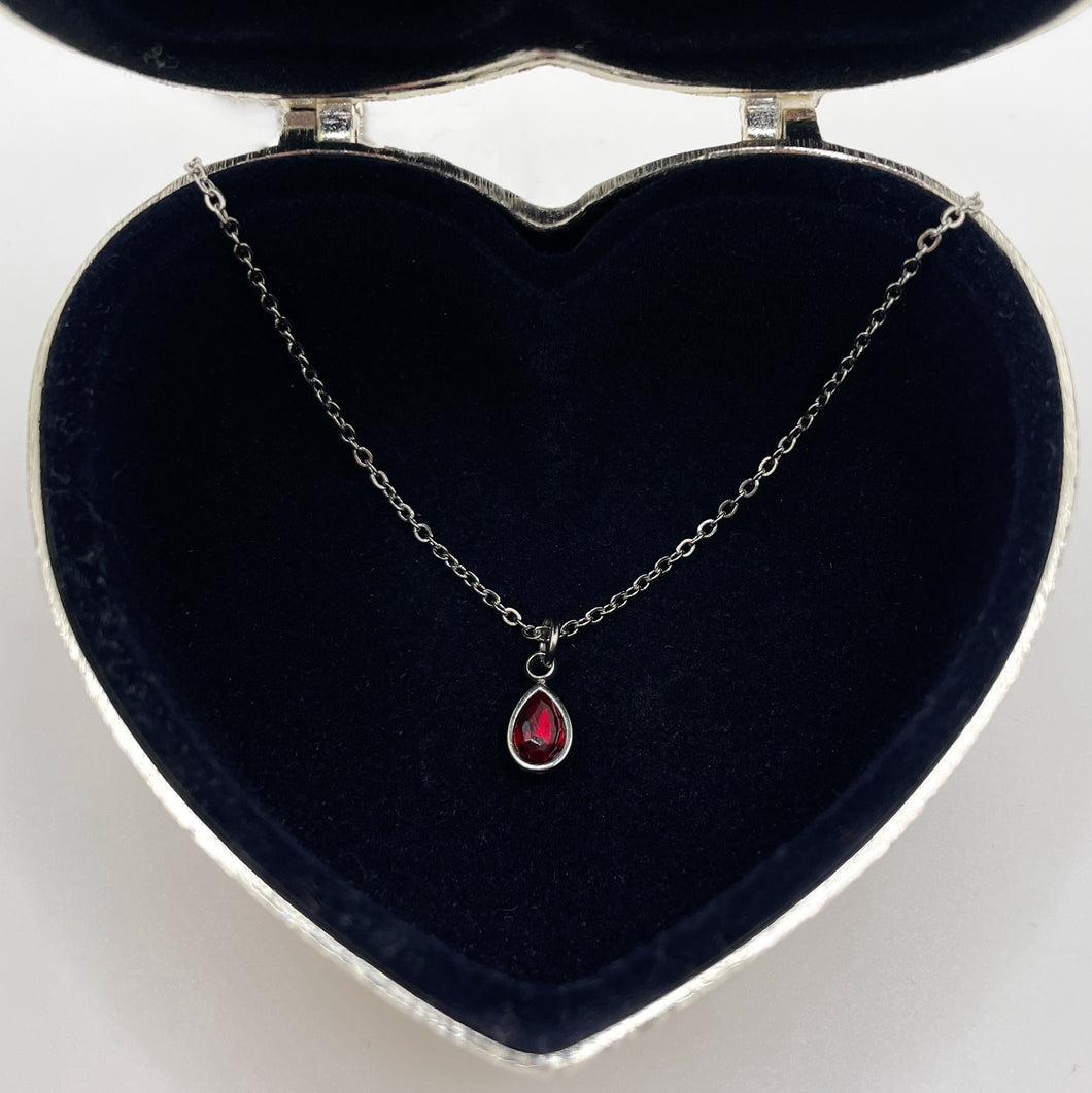 Dainty Ruby Drop Necklace