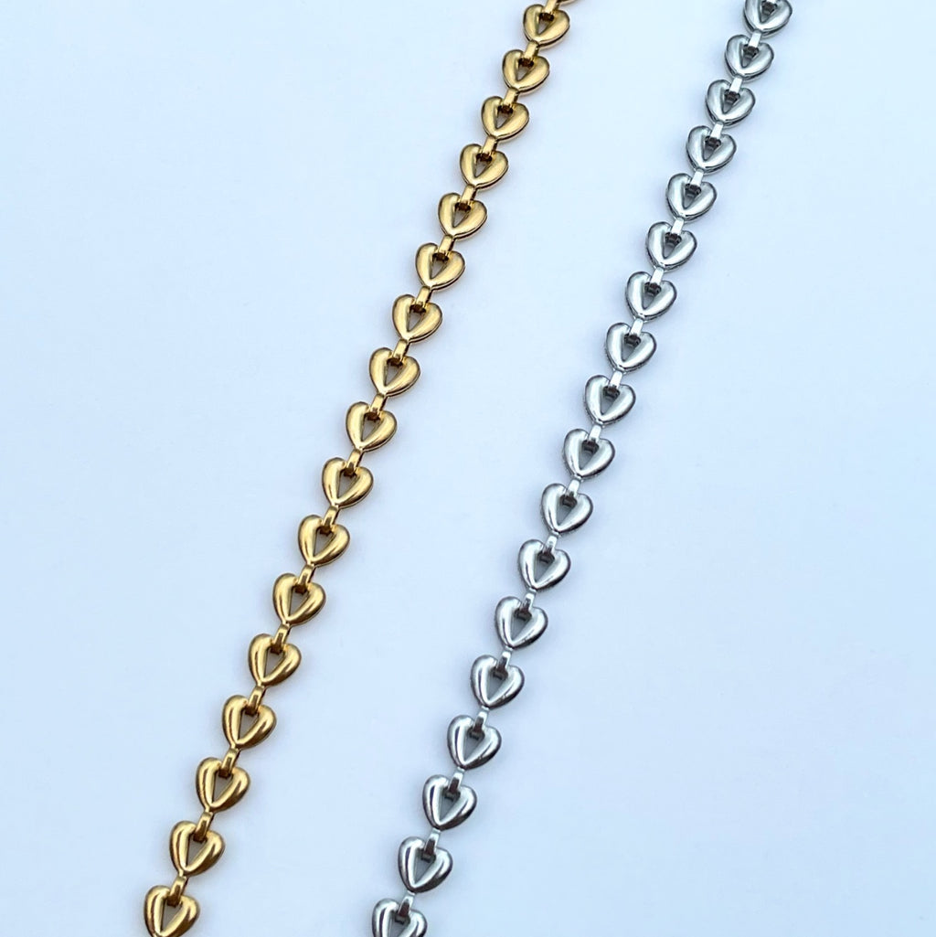 Heart Link Bracelet - Silver