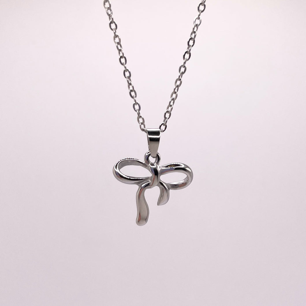 Bella Bow Necklace - Silver