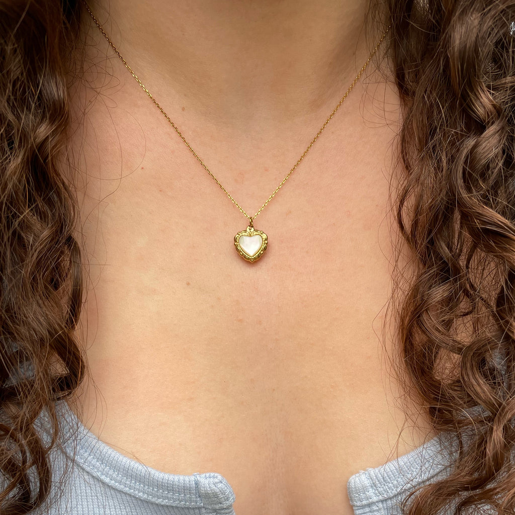 Adeline Pearl Heart Necklace - Gold