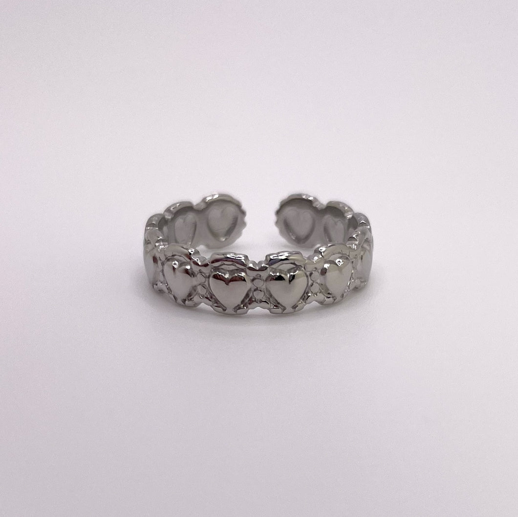 Heart Band Ring - Silver