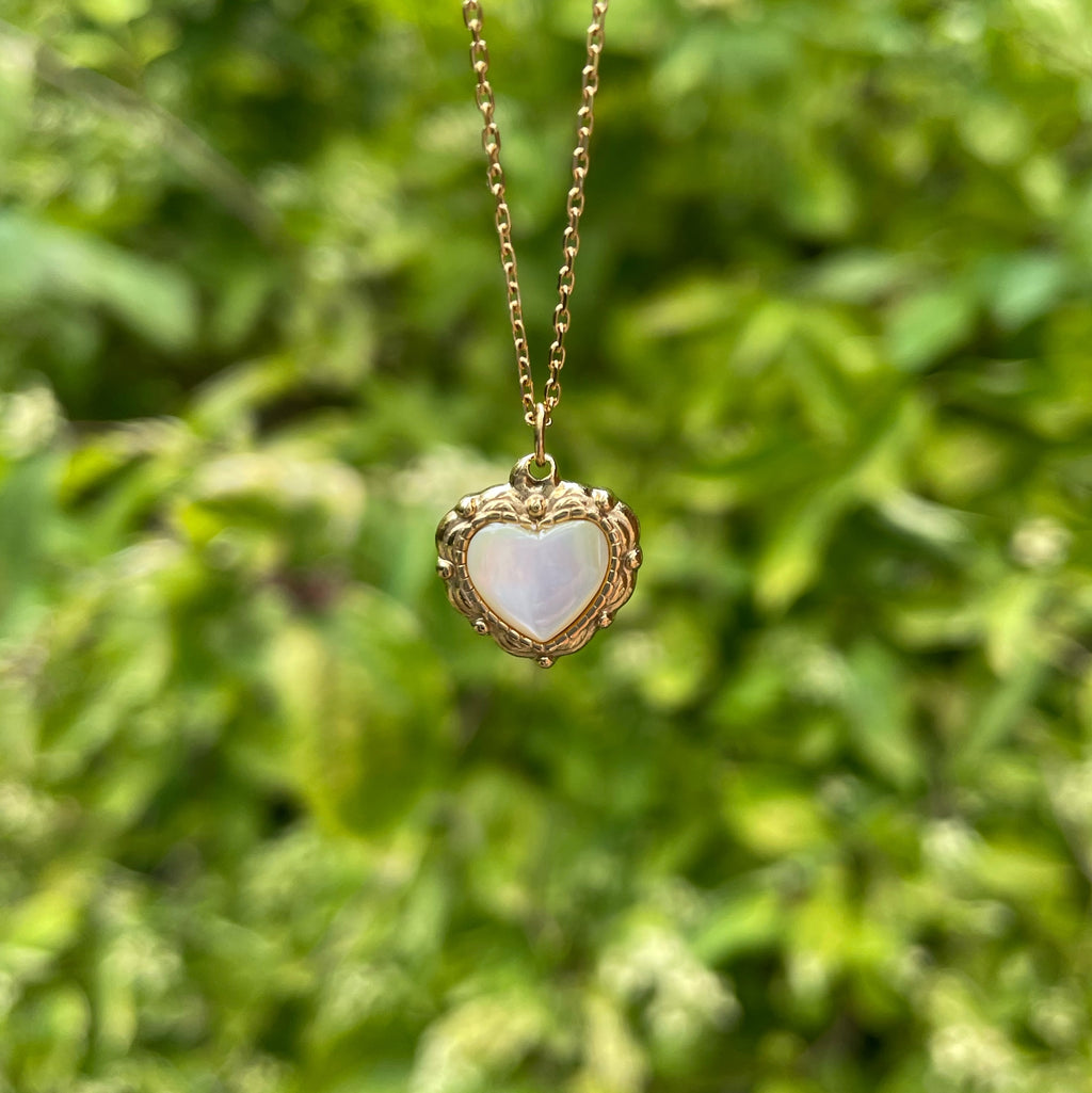 Adeline Pearl Heart Necklace - Gold