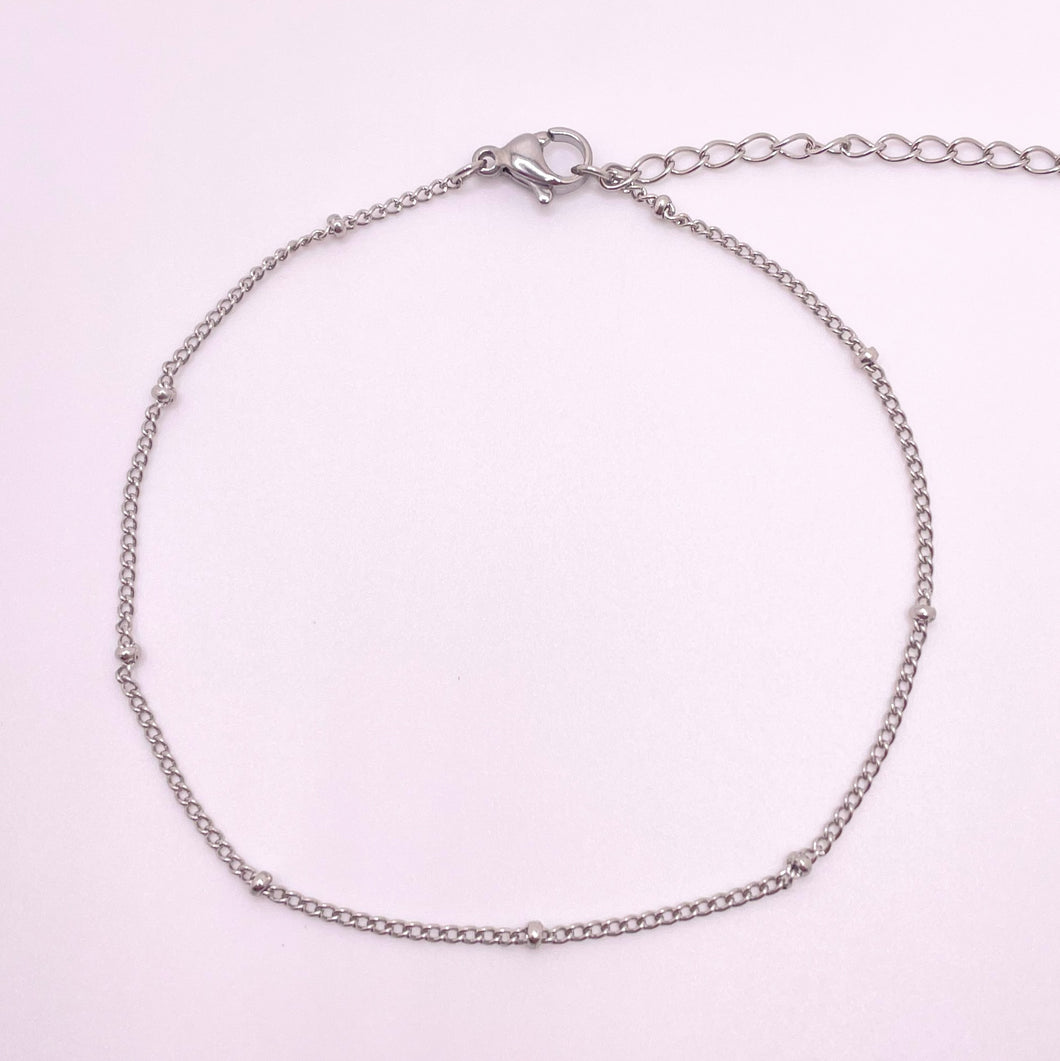 Dainty Dotted Anklet - Silver