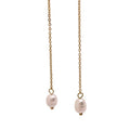 Long Pearl Drop Earrings - Gold