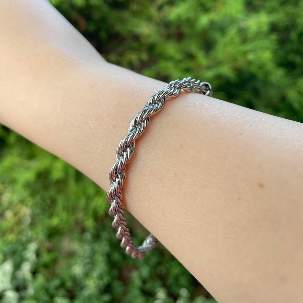 Statement Rope Bracelet - Silver